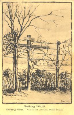 Tekening Jezus aan kruis, 1914-1918