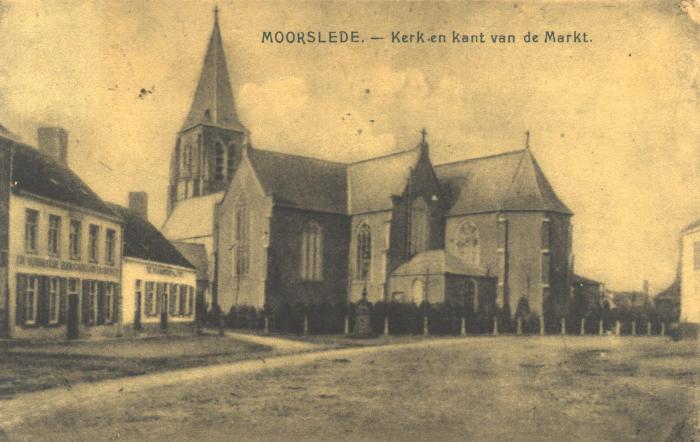 Kerk en Marktplaats Moorslede tijdens Interbellum