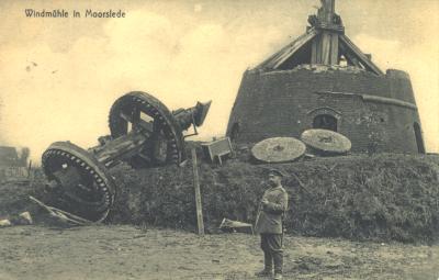Vernielde windmolen in Moorslede, 1914-1918