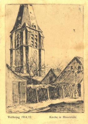 Sint-Martinuskerk en enkele huizen, 1915