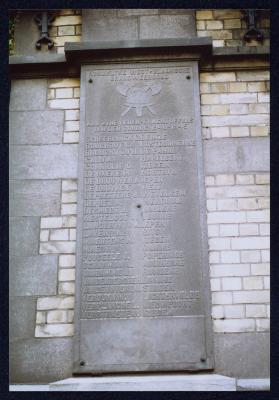 Gedenkplaat Koninklijke West-Vlaamsche Brandweerbond, z.d.