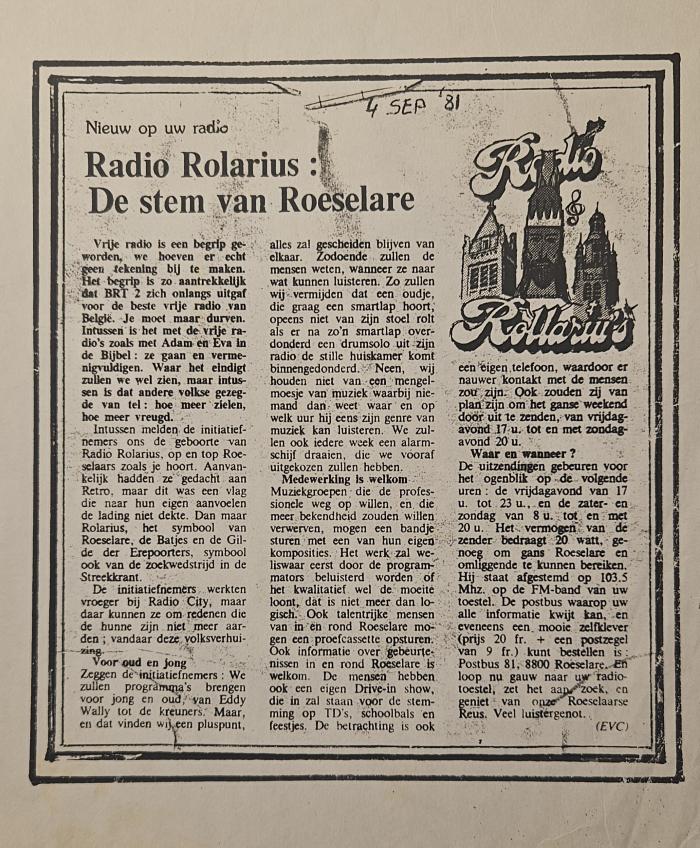 Radio Rolarius: De stem van Roeselare