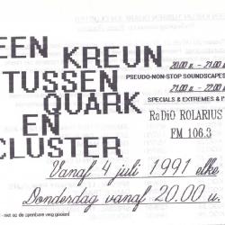 Een kreun tussen quark en cluster, flyer KQC, 1991