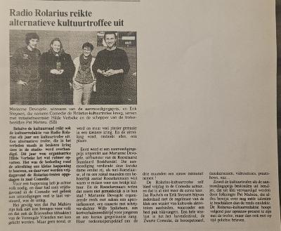 Radio Rolarius reikte alternatieve kultuurtroffee uit, Roeselare 1985