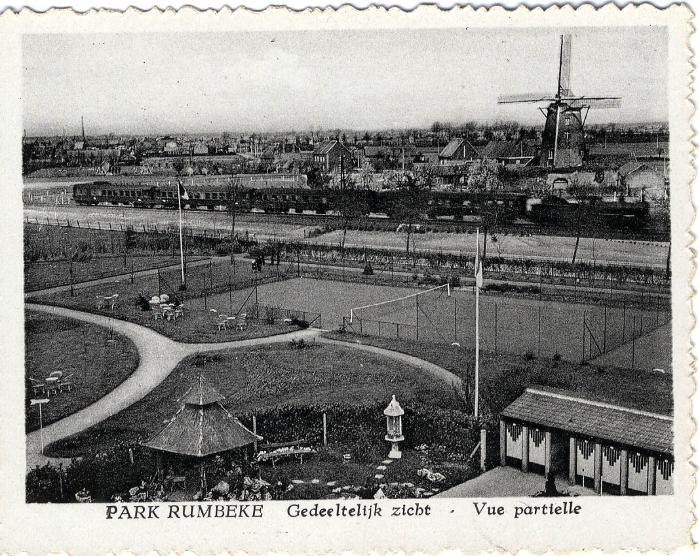 Park Rumbeke, spoorweg op achtergrond, jaren 1930