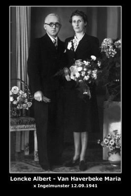 Huwelijk Albert Loncke - Maria Van Haverbeke, Ingelmunster, 1941
