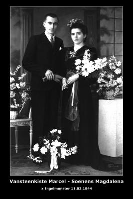 Huwelijk Marcel Vansteenkiste - Magdalena Soenens, Ingelmunster, 1944