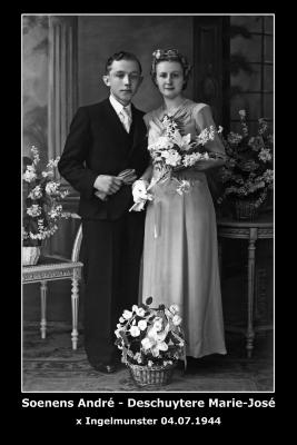 Huwelijk André Soenens - Marie-José Deschuytere, Ingelmunster, 1944