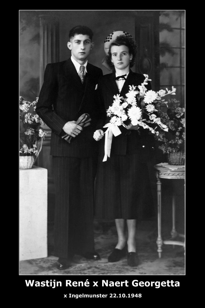 Huwelijk René Wastijn - Georgetta Naert, Ingelmunster, 1948