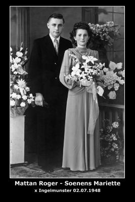 Huwelijk Rogerius Gerardus Mattan - Mariette Julia Soenens, Ingelmunster, 1948