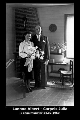 Huwelijk Albert Achiel Lannoo - Julia Carpels, Ingelmunster, 1950
