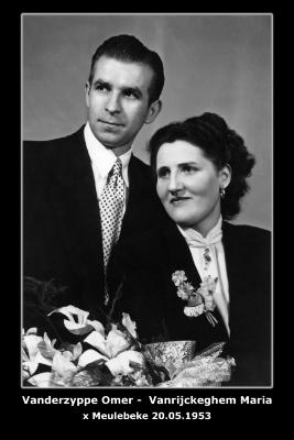 Huwelijk Omer vanderzyppe - Maria Vanrijckeghem, Meulebeke, 1953