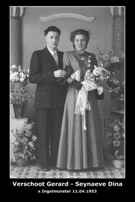 Huwelijk Gerard Verschoot - Dina Seynaeve, Ingelmunster, 1953