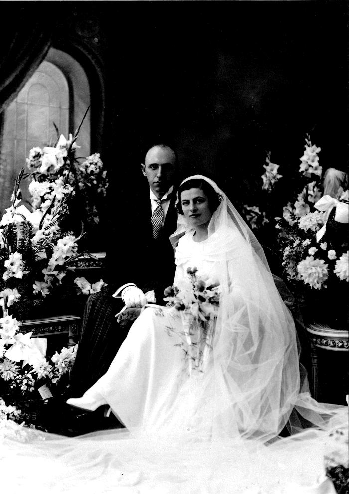 Huwelijksfoto Leon Stragier en Paula Ghekiere.